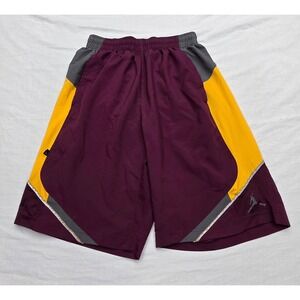 Jordan Mens Shorts Size Medium Burgundy Yellow Basketball Athletic Dri-FIT Sport